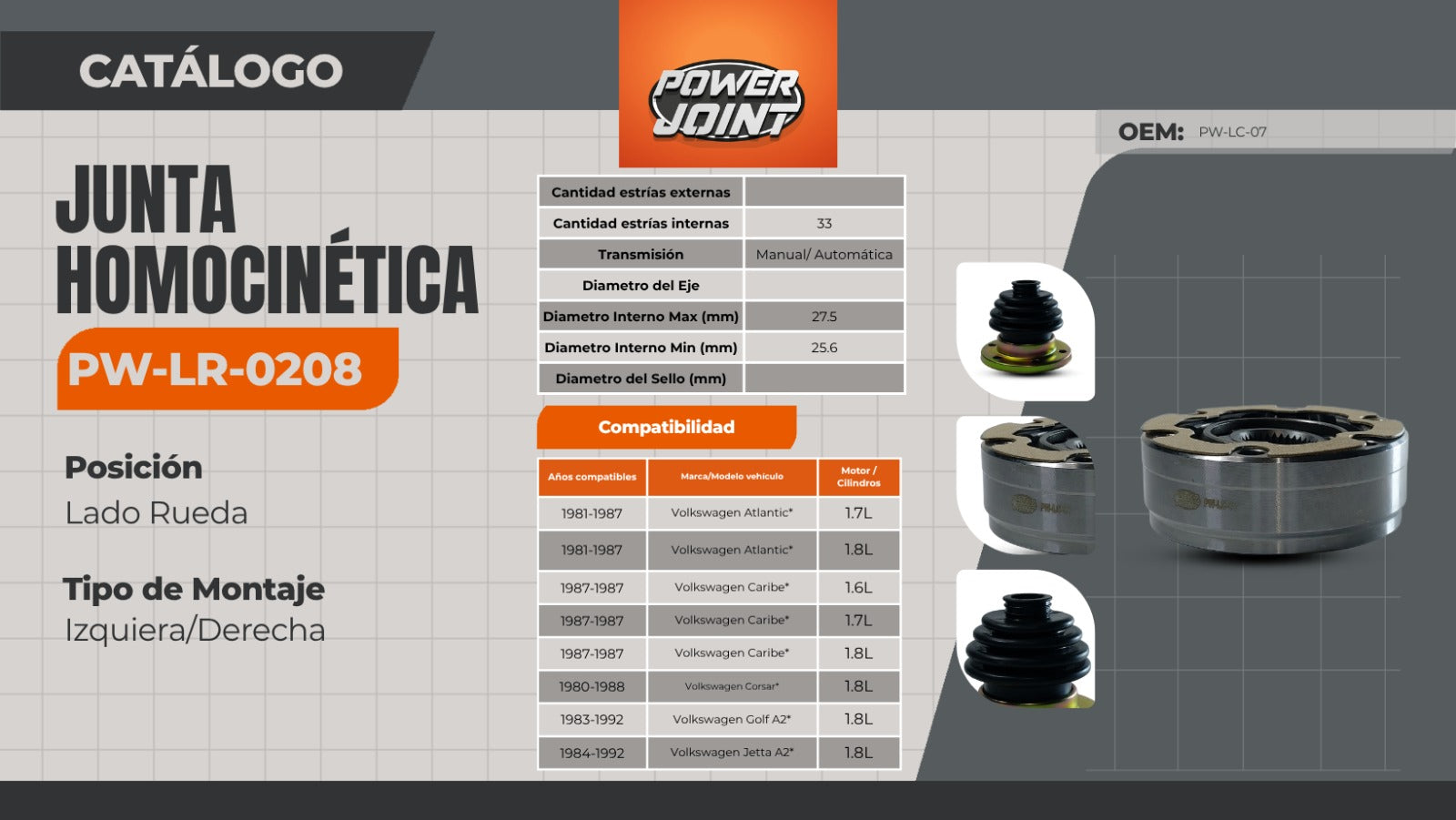 Junta Homocinética PW-LR-0208
